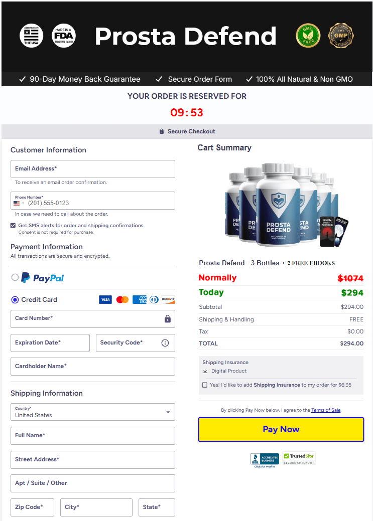 Prosta Defend order page